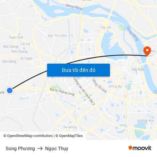 Song Phương to Ngọc Thụy map