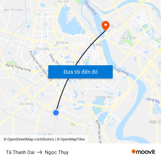 Tả Thanh Oai to Ngọc Thụy map