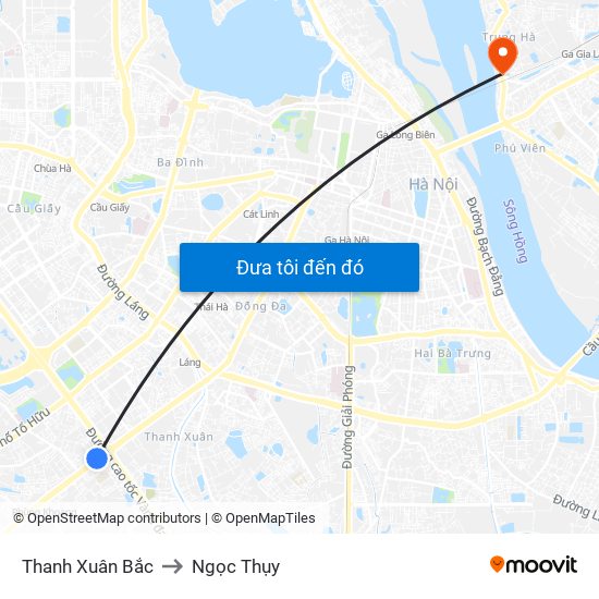 Thanh Xuân Bắc to Ngọc Thụy map