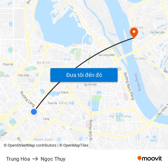 Trung Hòa to Ngọc Thụy map