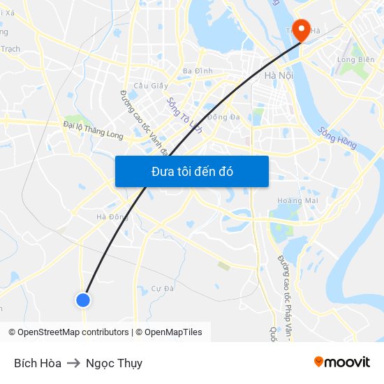 Bích Hòa to Ngọc Thụy map