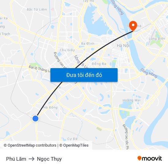 Phú Lãm to Ngọc Thụy map