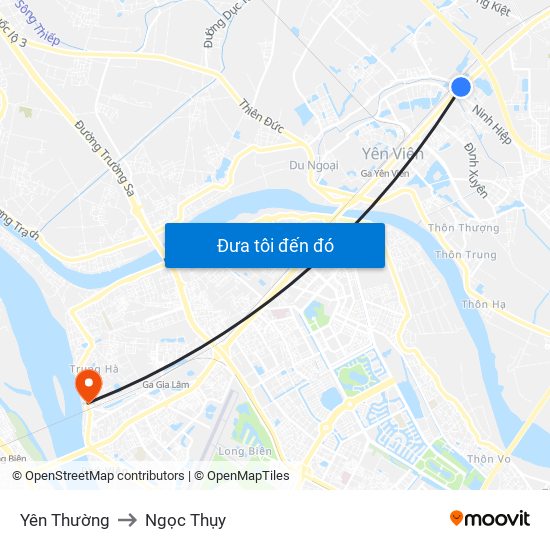 Yên Thường to Ngọc Thụy map