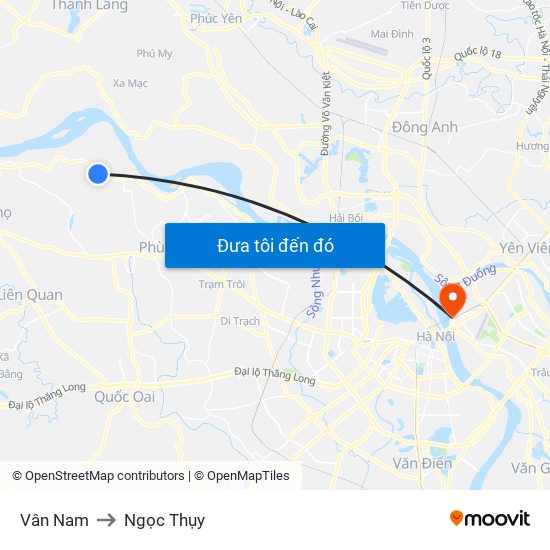 Vân Nam to Ngọc Thụy map