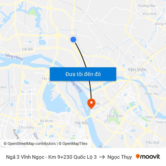 Ngã 3 Vĩnh Ngọc - Km 9+230 Quốc Lộ 3 to Ngọc Thụy map