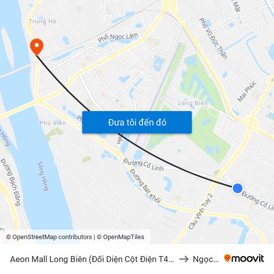 Aeon Mall Long Biên (Đối Diện Cột Điện T4a/2a-B Đường Cổ Linh) to Ngọc Thụy map