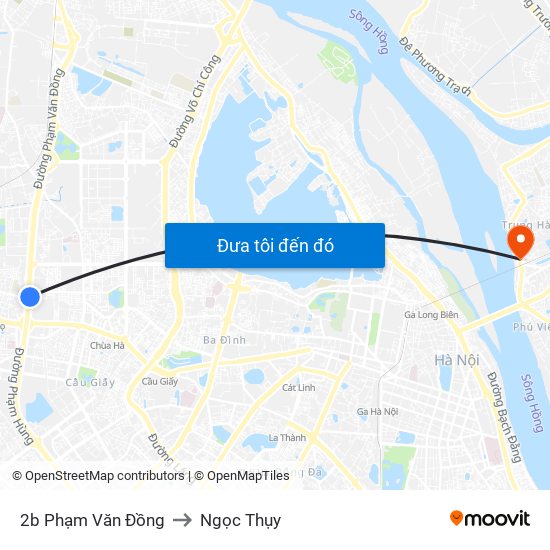 2b Phạm Văn Đồng to Ngọc Thụy map