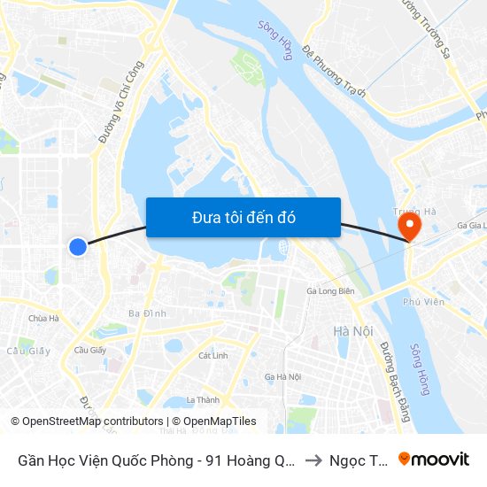 Gần Học Viện Quốc Phòng - 91 Hoàng Quốc Việt to Ngọc Thụy map