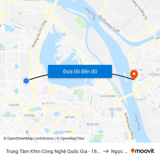 Trung Tâm Khtn Công Nghệ Quốc Gia - 18 Hoàng Quốc Việt to Ngọc Thụy map