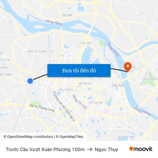 Trước Cầu Vượt Xuân Phương 100m to Ngọc Thụy map