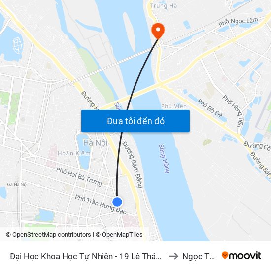 Đại Học Khoa Học Tự Nhiên - 19 Lê Thánh Tông to Ngọc Thụy map