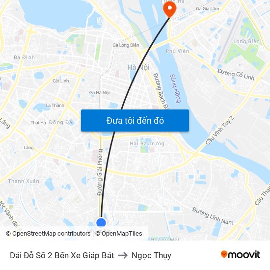 Dải Đỗ Số 2 Bến Xe Giáp Bát to Ngọc Thụy map