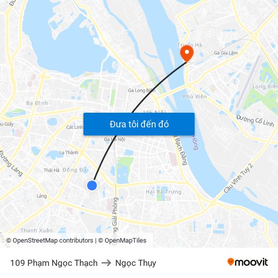 109 Phạm Ngọc Thạch to Ngọc Thụy map