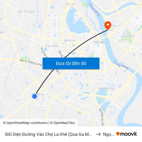 Đối Diện Đường Vào Chợ La Khê (Qua Ga Metro La Khê) - 405 Quang Trung (Hà Đông) to Ngọc Thụy map