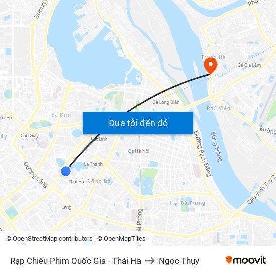 Rạp Chiếu Phim Quốc Gia - Thái Hà to Ngọc Thụy map