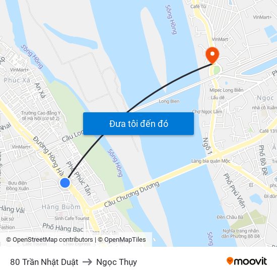 80 Trần Nhật Duật to Ngọc Thụy map