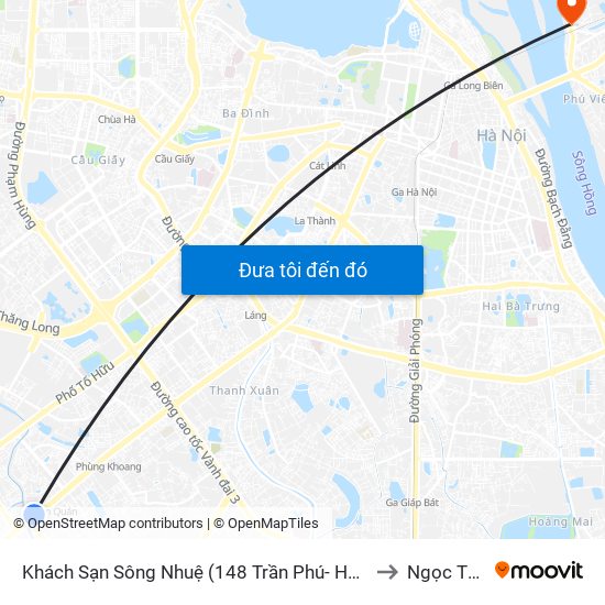 Khách Sạn Sông Nhuệ (148 Trần Phú- Hà Đông) to Ngọc Thụy map