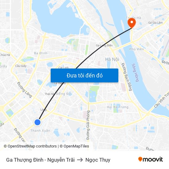 Ga Thượng Đình - Nguyễn Trãi to Ngọc Thụy map