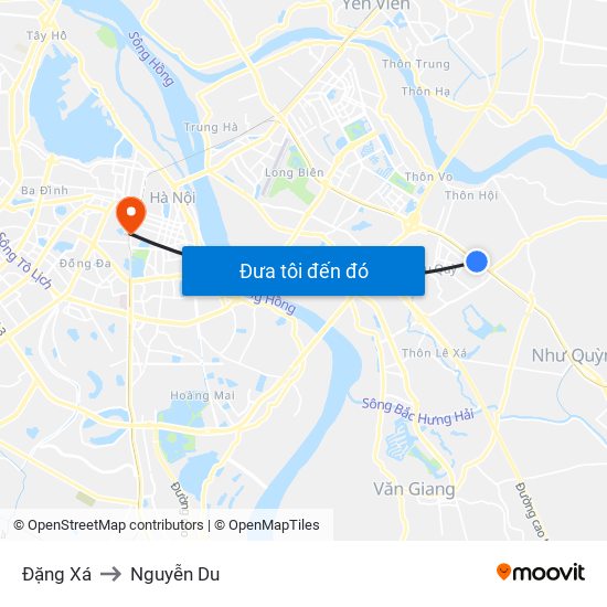 Đặng Xá to Nguyễn Du map