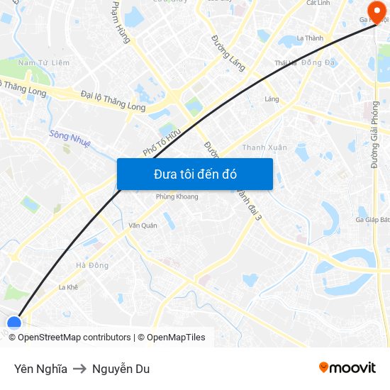 Yên Nghĩa to Nguyễn Du map