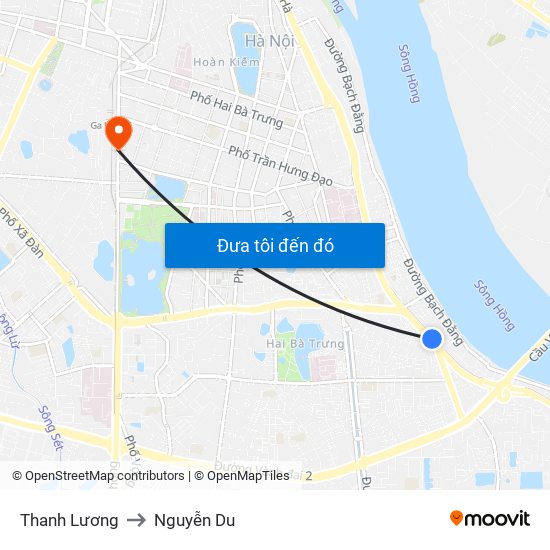 Thanh Lương to Nguyễn Du map