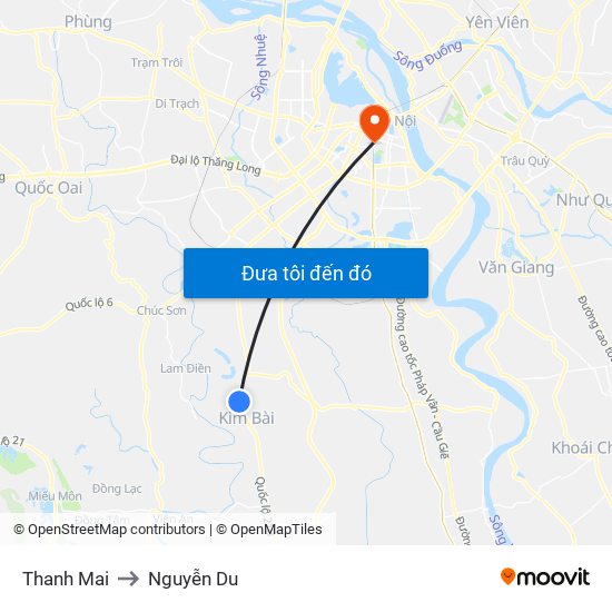 Thanh Mai to Nguyễn Du map