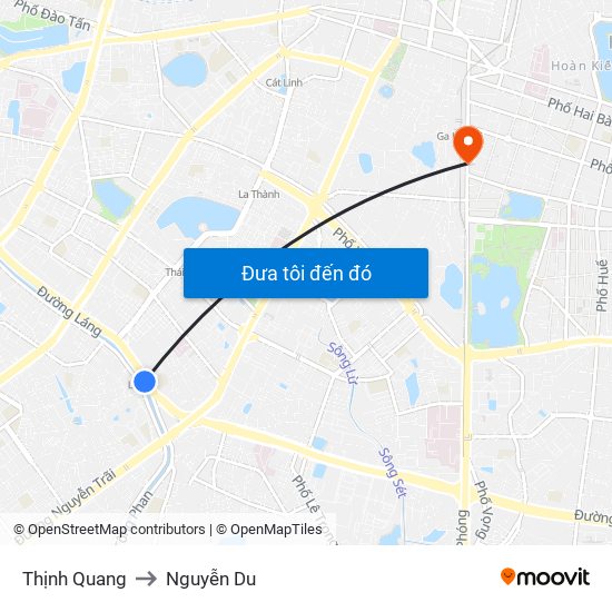 Thịnh Quang to Nguyễn Du map