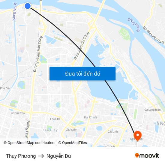 Thụy Phương to Nguyễn Du map