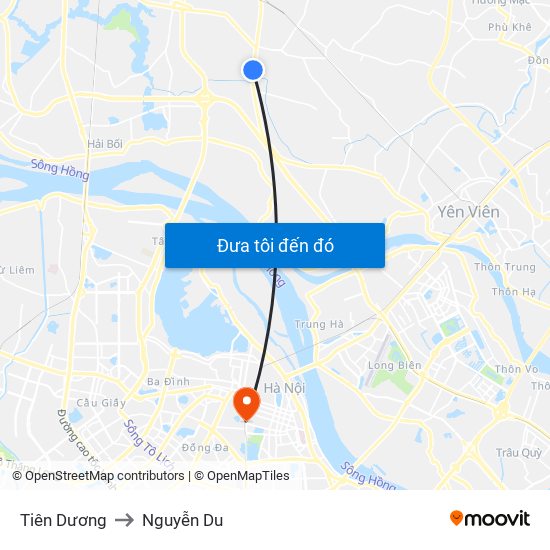 Tiên Dương to Nguyễn Du map