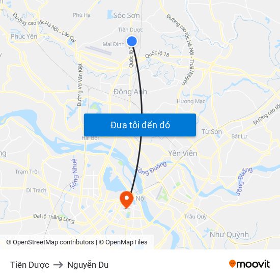 Tiên Dược to Nguyễn Du map
