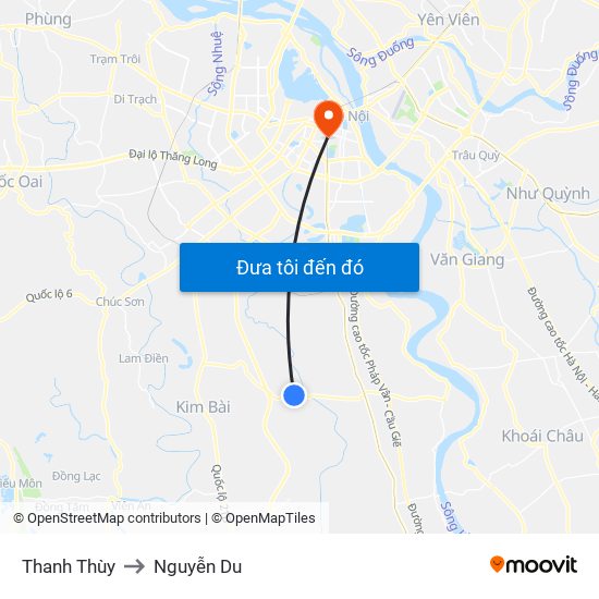 Thanh Thùy to Nguyễn Du map