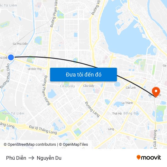 Phú Diễn to Nguyễn Du map