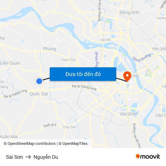 Sài Sơn to Nguyễn Du map