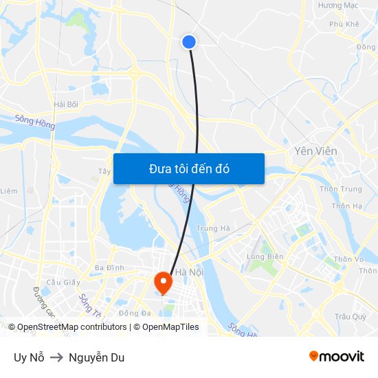 Uy Nỗ to Nguyễn Du map
