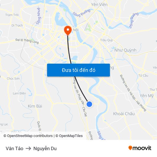 Vân Tảo to Nguyễn Du map