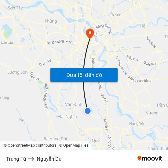 Trung Tú to Nguyễn Du map