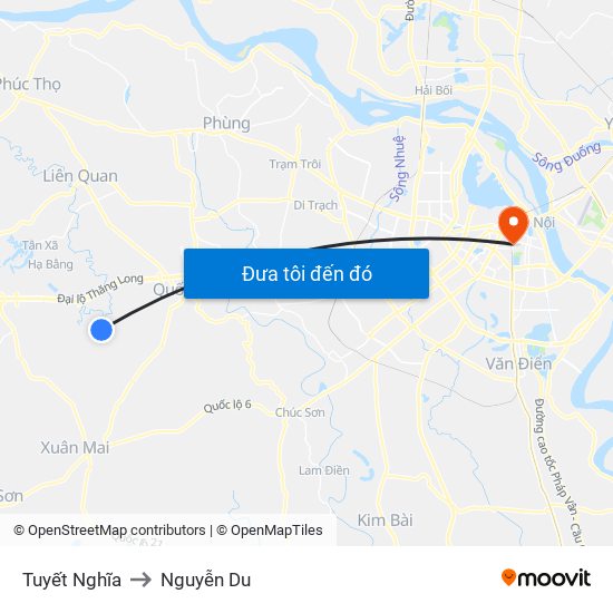 Tuyết Nghĩa to Nguyễn Du map