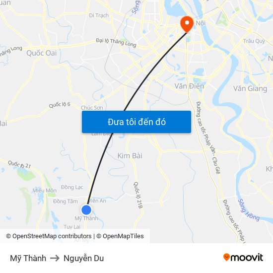 Mỹ Thành to Nguyễn Du map