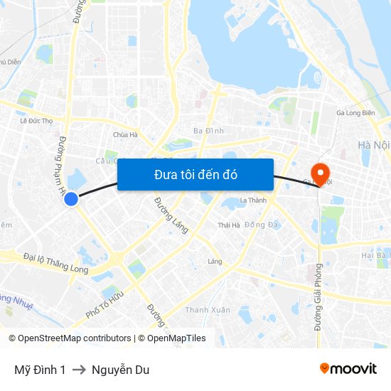 Mỹ Đình 1 to Nguyễn Du map