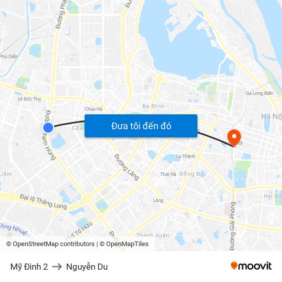 Mỹ Đình 2 to Nguyễn Du map
