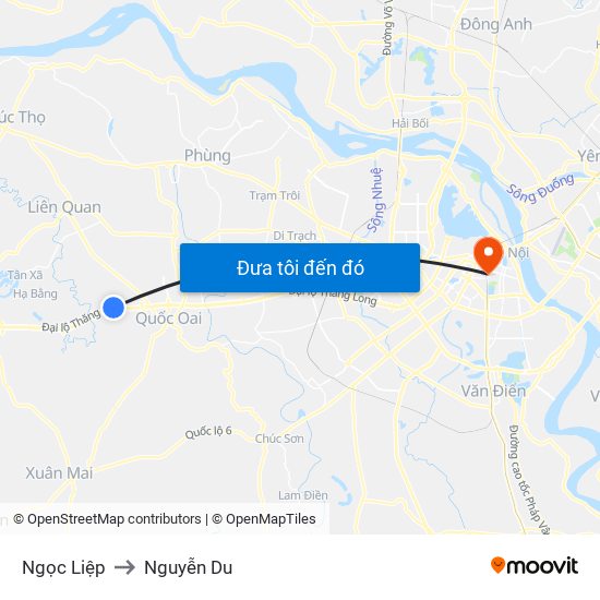 Ngọc Liệp to Nguyễn Du map