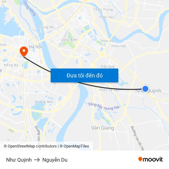 Như Quỳnh to Nguyễn Du map