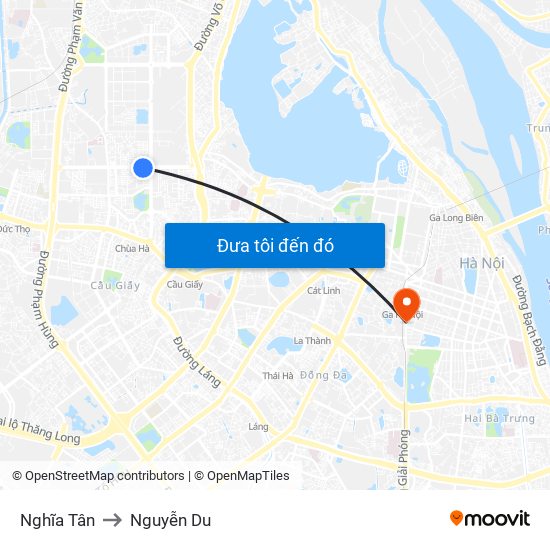 Nghĩa Tân to Nguyễn Du map