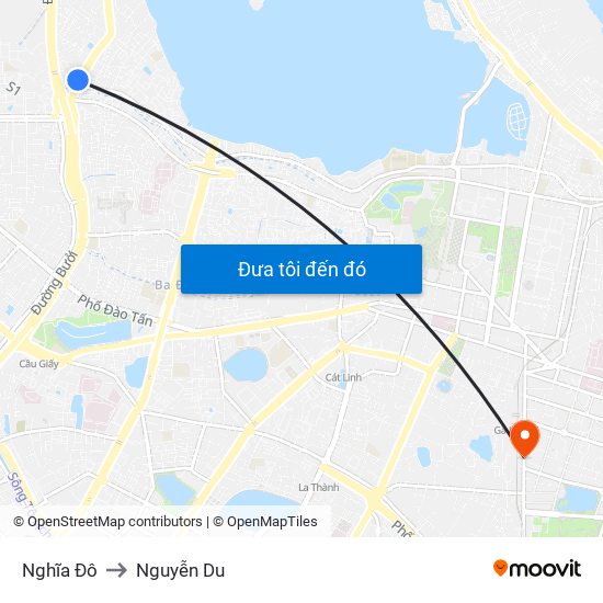 Nghĩa Đô to Nguyễn Du map