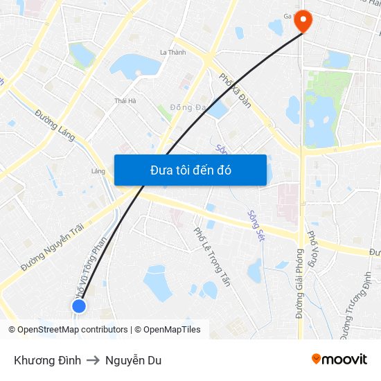 Khương Đình to Nguyễn Du map