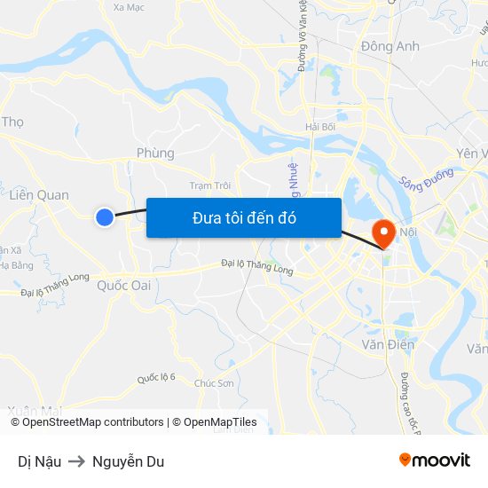 Dị Nậu to Nguyễn Du map