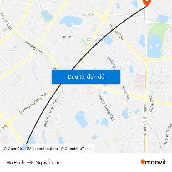 Hạ Đình to Nguyễn Du map