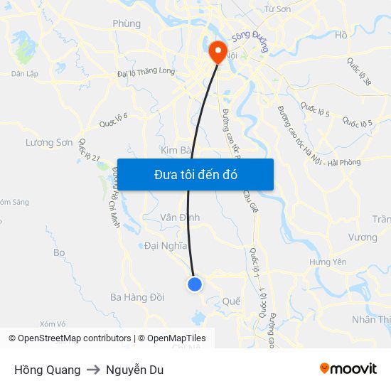 Hồng Quang to Nguyễn Du map