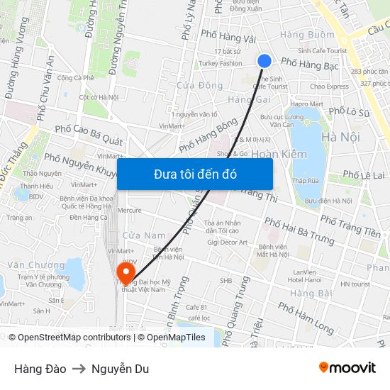 Hàng Đào to Nguyễn Du map