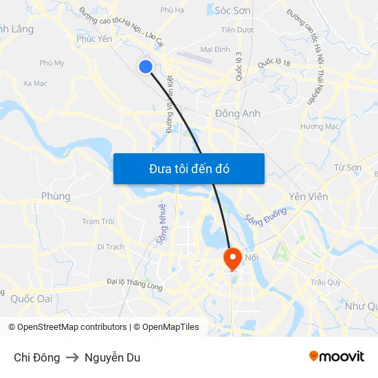 Chi Đông to Nguyễn Du map